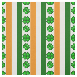 Ireland flag/Orange, white and green, shamrocks Fabric