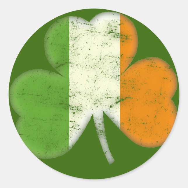 Ireland Flag Shamrock Classic Round Sticker (Front)