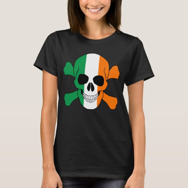 Ireland Flag Skull And Crossbones Shirt (Front)