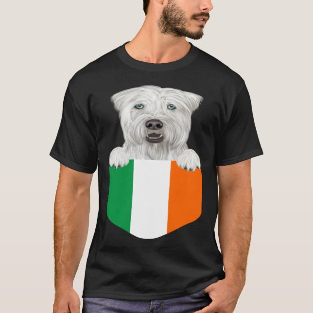 Ireland Flag Soft Coated Wheaten Terrier Dog In Po T-Shirt (Front)