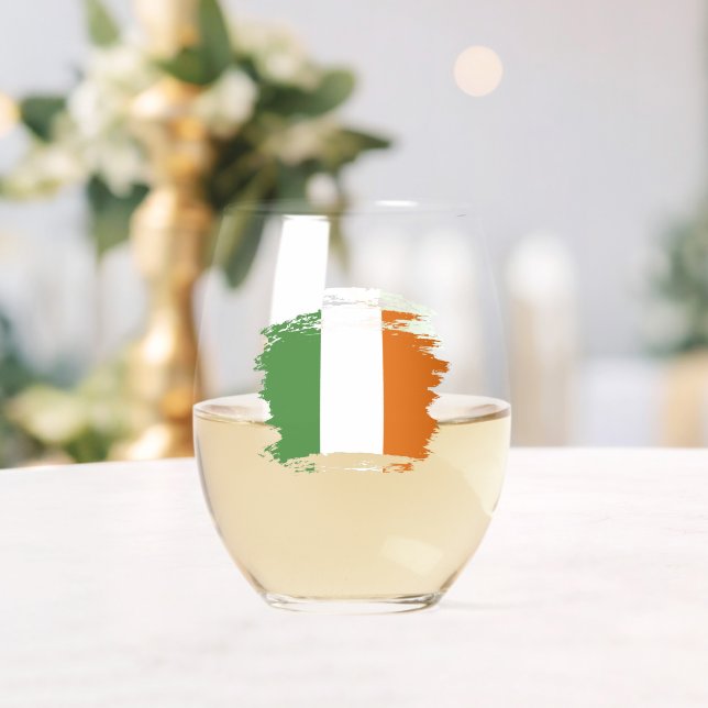 Ireland flag stemless wine glass (Insitu (Wedding))