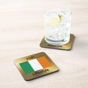 Ireland Flag+Text Coaster
