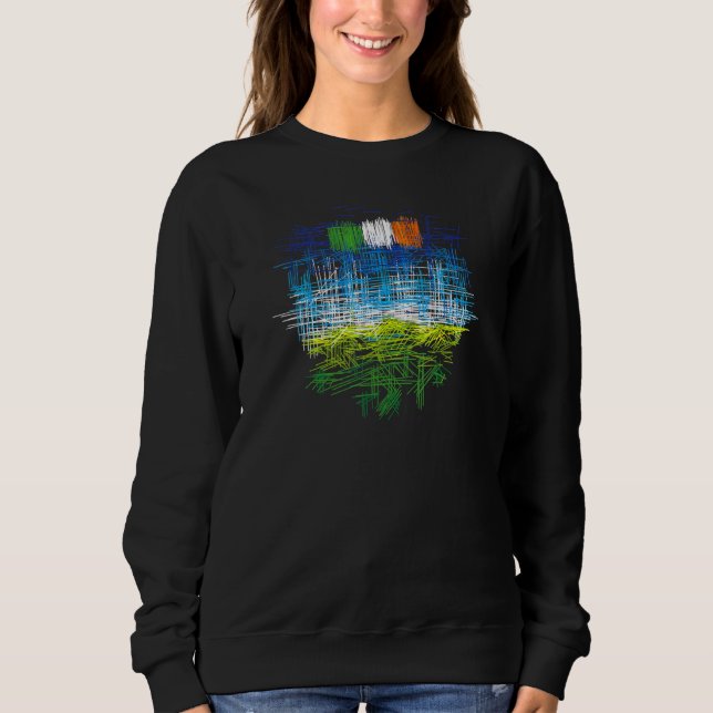 Ireland - Flag With Landscape Design Sweatshirt (Front)