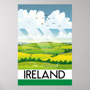 Ireland for a break travel postcard poster