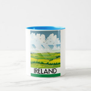 Ireland for a break travel postcard Two-Tone coffee mug