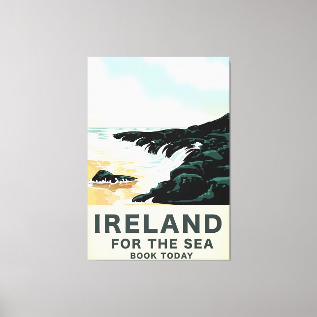 Ireland "For the Sea" Nautical travel poster Canvas Print (Front)