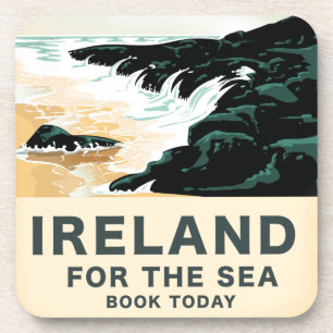 Ireland "For the Sea" Nautical travel poster Coaster