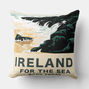 Ireland "For the Sea" Nautical travel poster Cushion