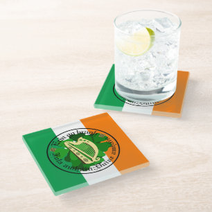 Ireland forever/Erin go bragh/1 blood/people/harp Glass Coaster