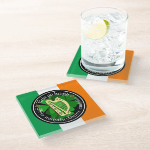 Ireland forever/Erin go bragh/1 blood/people/harp Glass Coaster