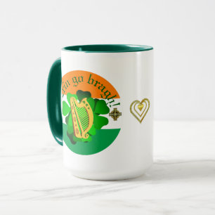 Ireland forever/Erin go bragh/ harp/flag/heart Mug