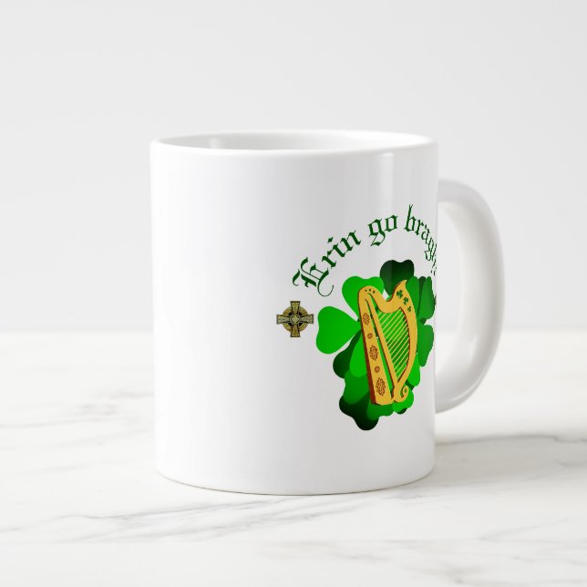 Ireland forever/Erin go bragh/ harp Large Coffee Mug (Front Right)