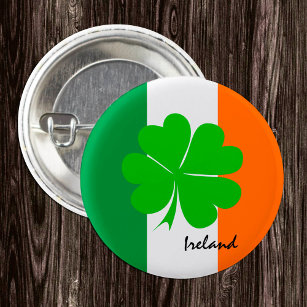 Ireland & four leaf clover, Irish flag /sport fans 3 Cm Round Badge