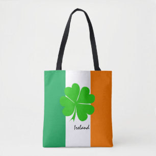 Ireland & four leaf clover, Irish flag /sport fans Tote Bag