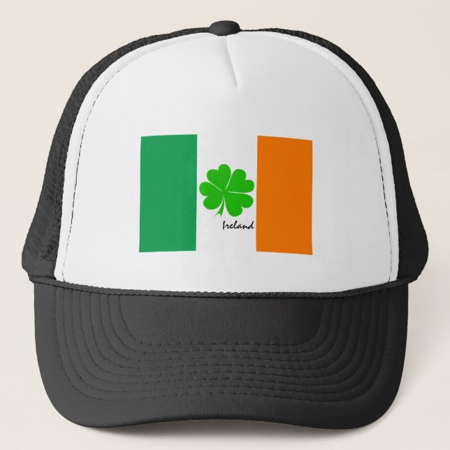 Ireland & four leaf clover, Irish flag /sport fans Trucker Hat (Front)