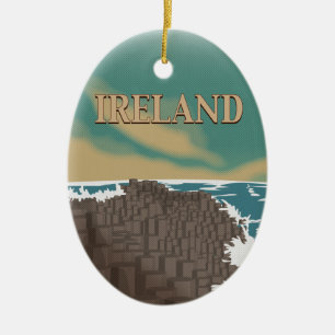 Ireland Giants Causeway Travel Poster Ceramic Tree Decoration