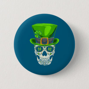 Ireland Gift Clover Mexican Irish Skull St Patrick 6 Cm Round Badge