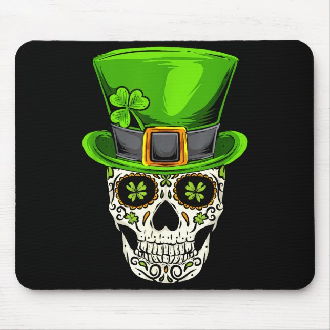 Ireland Gift Clover Mexican Irish Skull St Patrick Mouse Mat (Front)