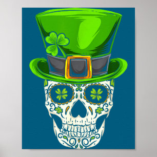 Ireland Gift Clover Mexican Irish Skull St Patrick Poster