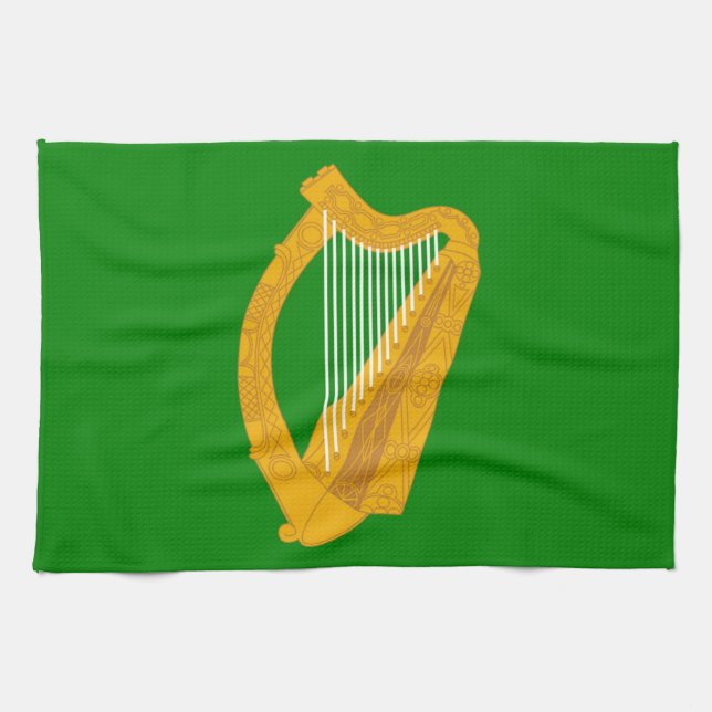 ireland green harp flag irish tea towel (Horizontal)