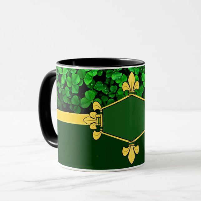 Ireland green shamrocks, add monogram/initials 5 mug (Front Left)
