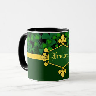 Ireland green shamrocks, Customise with name 5 Mug