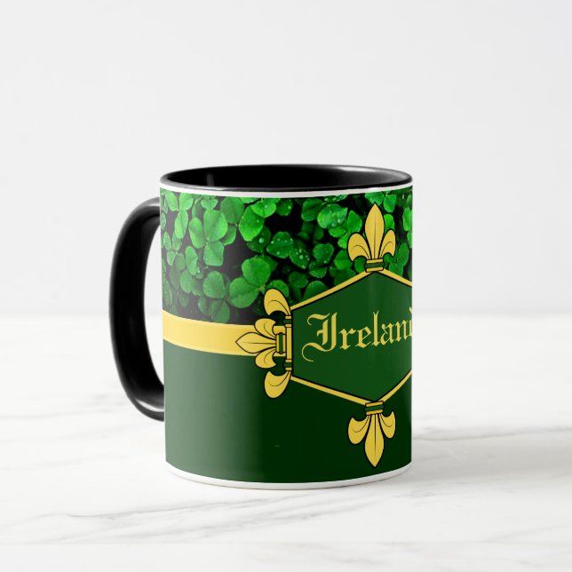 Ireland green shamrocks, Customise with name 5 Mug (Front Left)