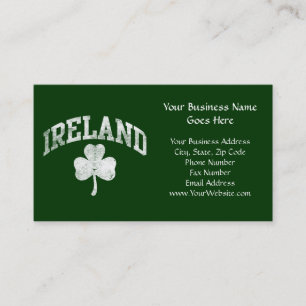 Ireland, Grunge Style Shamrock Varsity Business Card