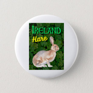 Ireland Hare Clovers Shamrocks 6 Cm Round Badge
