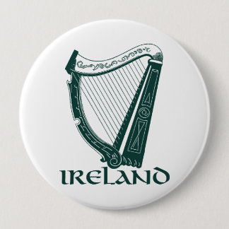 Ireland Harp Design, Irish Harp 10 Cm Round Badge
