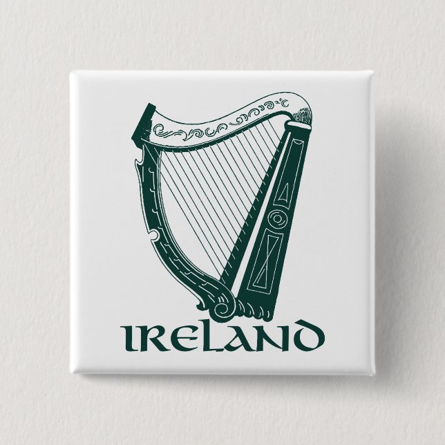 Ireland Harp Design, Irish Harp 15 Cm Square Badge (Front)