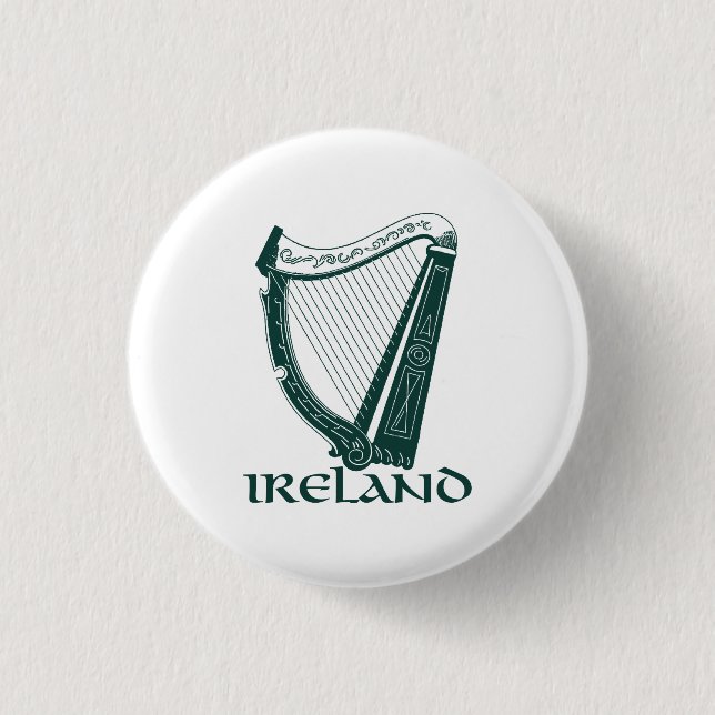 Ireland Harp Design, Irish Harp 3 Cm Round Badge (Front)
