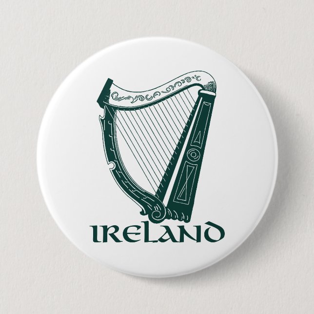 Ireland Harp Design, Irish Harp 7.5 Cm Round Badge (Front)