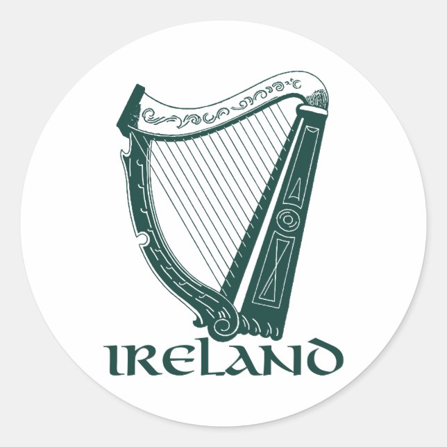Ireland Harp Design, Irish Harp Classic Round Sticker (Front)