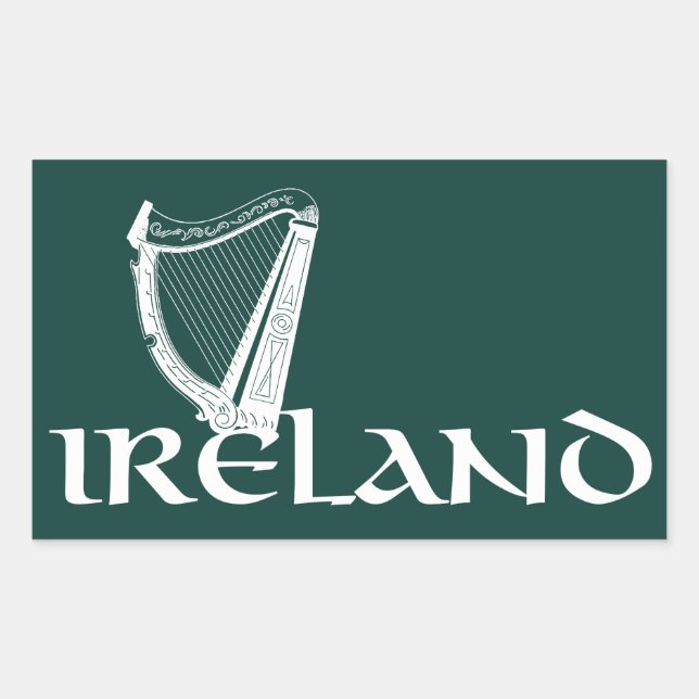 Ireland Harp Design, Irish Harp Rectangular Sticker (Front)