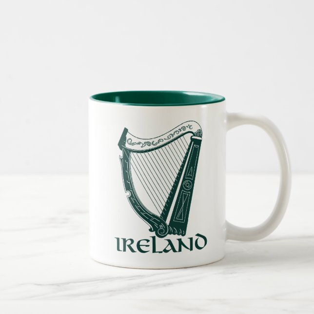 Ireland Harp Design, Irish Harp Two-Tone Coffee Mug (Right)