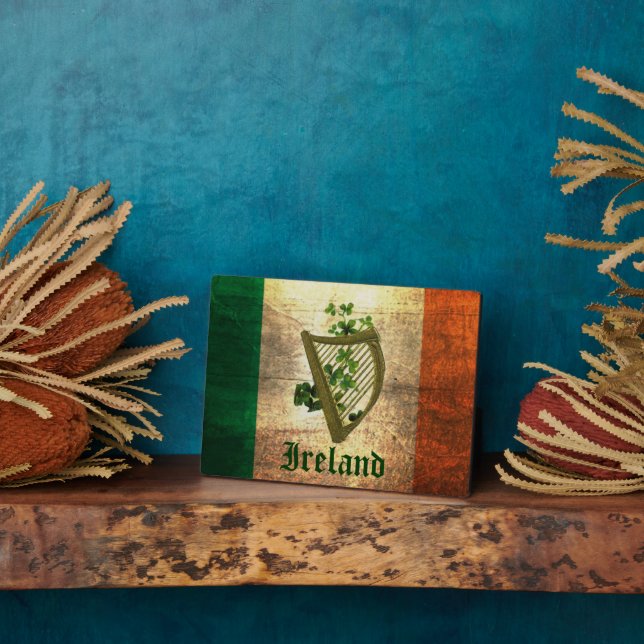 Ireland Harp Flag Tabletop Plaque (Side)