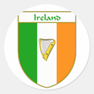 Ireland Harp Irish Flag Shield Classic Round Sticker