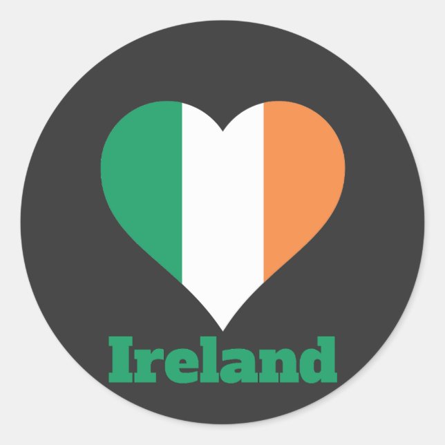 Ireland Heart Flag Classic Round Sticker (Front)