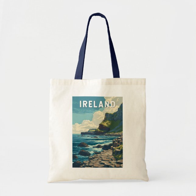 Ireland Illustration Travel Art Vintage Tote Bag (Front)