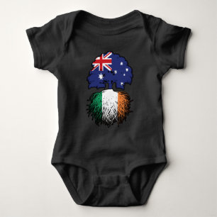 Ireland Irish Australian Australia Tree Roots Flag Baby Bodysuit