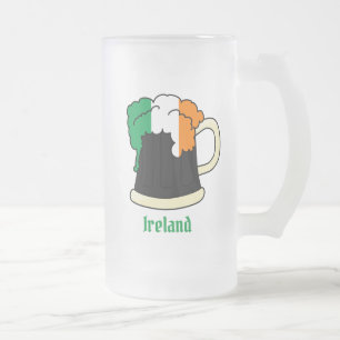 Ireland Irish Flag Beer Frosted Glass Beer Mug