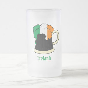Ireland Irish Flag Beer Frosted Glass Beer Mug