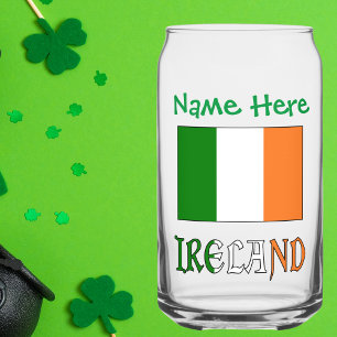 Ireland Irish Flag Green Personalisation  Can Glass