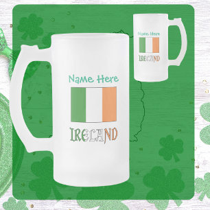 Ireland Irish Flag Green Personalisation  Frosted Glass Beer Mug