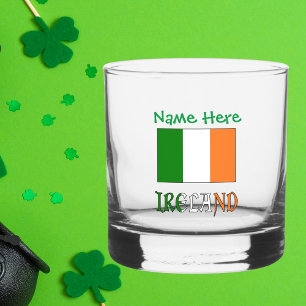 Ireland Irish Flag Green Personalization  Whiskey Glass
