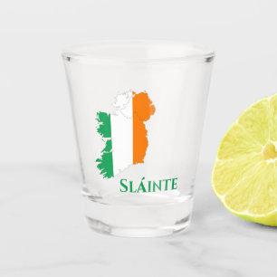 Ireland Irish Flag Map Gaelic Sláinte Cheers Shot Glass