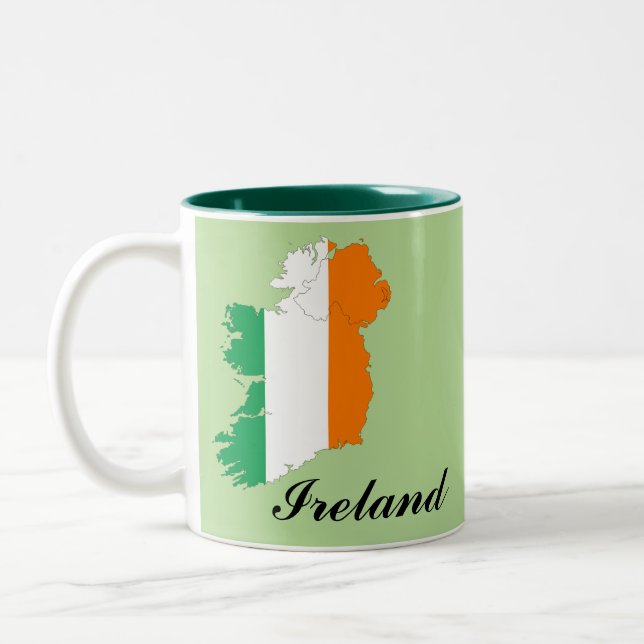 Ireland Irish Flag Map Two-Tone Coffee Mug (Left)