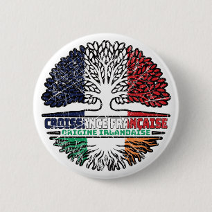 Ireland Irish French France Tree Roots Flag 6 Cm Round Badge
