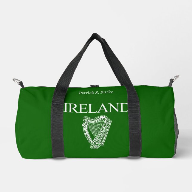 ⭐IRELAND - Irish Harp Personalised Duffle Bag (Front)